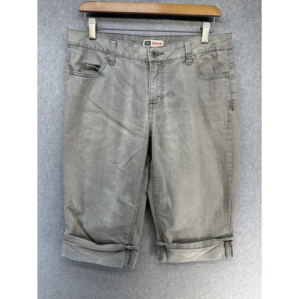 Faded Glory Womens Capris Denim Shorts Rolled Cuff Gray Stretch Size 6